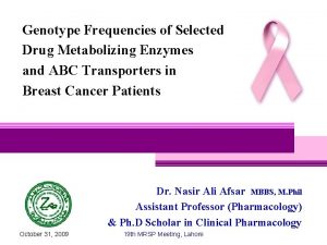 Genotype Frequencies of Selected Drug Metabolizing Enzymes and