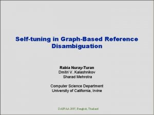 Selftuning in GraphBased Reference Disambiguation Rabia NurayTuran Dmitri