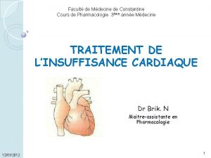 Facult de Mdecine de Constantine Cours de Pharmacologie