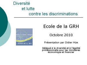 Diversit et lutte contre les discriminations Ecole de