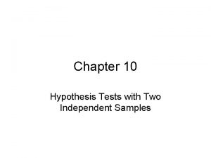 Chapter 10 Hypothesis Tests with Two Independent Samples