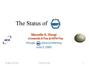 The Status of Marcello A Giorgi Universit di
