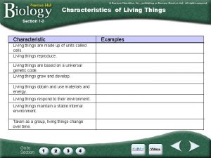 Characteristics of Living Things Section 1 3 Characteristic