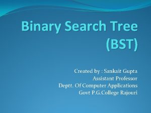 Binary Search Tree BST Created by Sankait Gupta