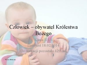 Czowiek obywatel Krlestwa Boego Klasa II L Dzi