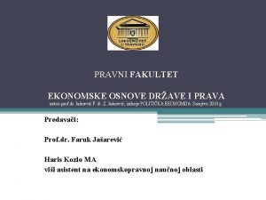 PRAVNI FAKULTET EKONOMSKE OSNOVE DRAVE I PRAVA autoriprof