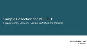 Sample Collection for POC EID Supplementary Content 1