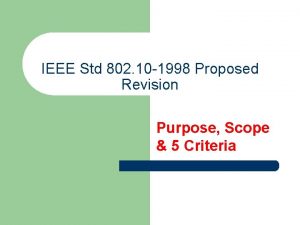 IEEE Std 802 10 1998 Proposed Revision Purpose