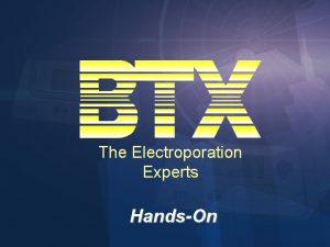 The Electroporation Experts HandsOn The Electroporation Experts InVitro
