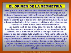 PROBLEMAS DE GEOMETRA EL ORIGEN DE LA GEOMETRA