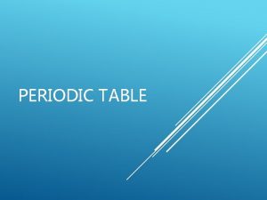 PERIODIC TABLE DIMITRI MENDELEEV Mendeleev categorized the elements