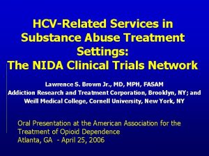 HCVRelated Services in Substance Abuse Treatment Settings The