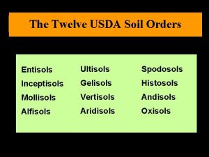 The Twelve USDA Soil Orders Entisols Ultisols Spodosols