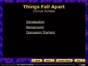 Things Fall Apart Chinua Achebe Introduction Background Discussion