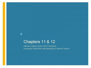 Chapters 11 12 Internal Controls the COSO Framework