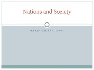 Nations and Society ESSENTIAL READINGS Hobsbawm The Age