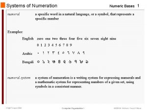 Systems of Numeration numeral Numeric Bases 1 a