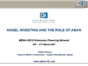 ANGEL INVESTING AND THE ROLE OF ABAN MENAOECD