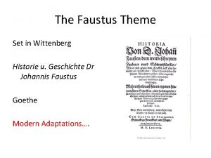 The Faustus Theme Set in Wittenberg Historie u