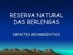 RESERVA NATURAL DAS BERLENGAS IMPACTES GEOAMBIENTAIS Reserva Natural