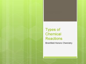Types of Chemical Reactions Bromfield Honors Chemistry Objectives