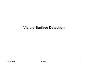 VisibleSurface Detection 12202021 SCG 3023 1 Goal of