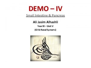 DEMO IV Small Intestine Pancreas Ali Jasim Alhashli