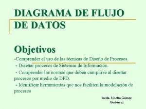 DIAGRAMA DE FLUJO DE DATOS Objetivos Comprender el