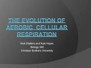 THE EVOLUTION OF AEROBIC CELLULAR RESPIRATION Nick Watkins