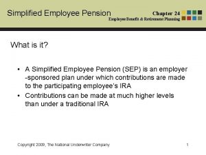 Simplified Employee Pension Chapter 24 Employee Benefit Retirement