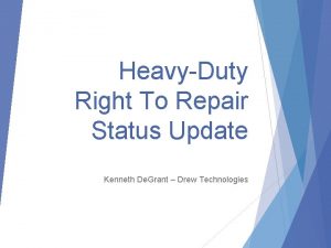 HeavyDuty Right To Repair Status Update Kenneth De