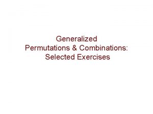 Generalized Permutations Combinations Selected Exercises Exercise 10 a