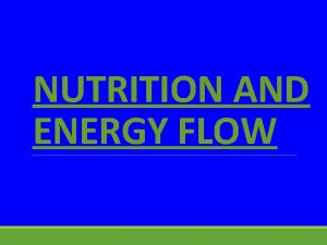 NUTRITION AND ENERGY FLOW HOW ORGANISMS OBTAIN ENERGY