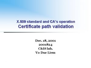 X 509 standard and CAs operation Certificate path