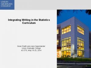 Integrating Writing in the Statistics Curriculum Dean Poeth