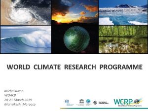 WORLD CLIMATE RESEARCH PROGRAMME Michel Rixen WDAC 8