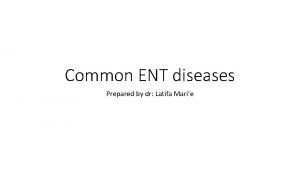 Common ENT diseases Prepared by dr Latifa Marie