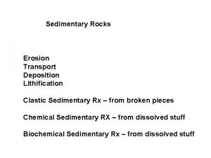 Sedimentary Rocks Erosion Transport Deposition Lithification Clastic Sedimentary