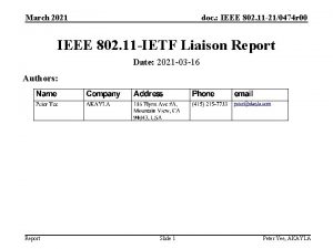 March 2021 doc IEEE 802 11 210474 r