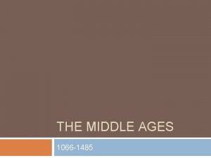 THE MIDDLE AGES 1066 1485 Map of England