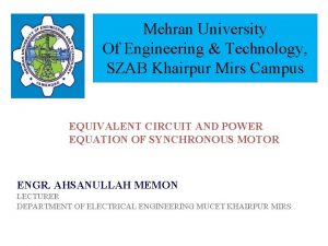 Mehran University Of Engineering Technology SZAB Khairpur Mirs