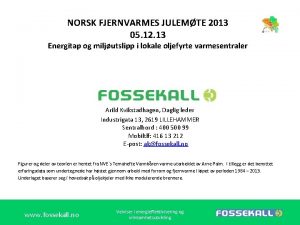 NORSK FJERNVARMES JULEMTE 2013 05 12 13 Energitap