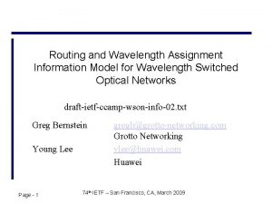 Routing and Wavelength Assignment Information Model for Wavelength