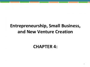 Entrepreneurship Small Business and New Venture Creation CHAPTER
