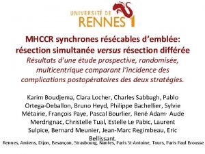 MHCCR synchrones rscables demble rsection simultane versus rsection