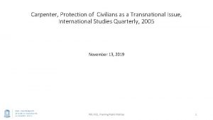 Carpenter Protection of Civilians as a Transnational Issue