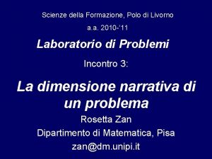 Scienze della Formazione Polo di Livorno a a