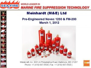 Meinhardt ME Ltd PreEngineered Novec 1230 FM200 March