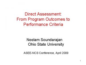 Direct Assessment From Program Outcomes to Performance Criteria