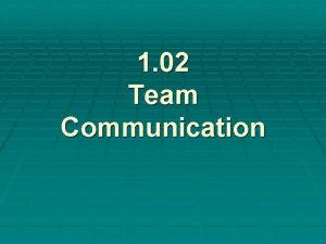 1 02 Team Communication Team Communication Oral Reporting